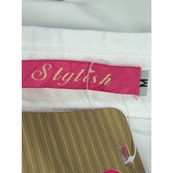 Stylish White Embroidered Blouse Medium Button Down Long Sleeve Floral NWT - Picture 7 of 7